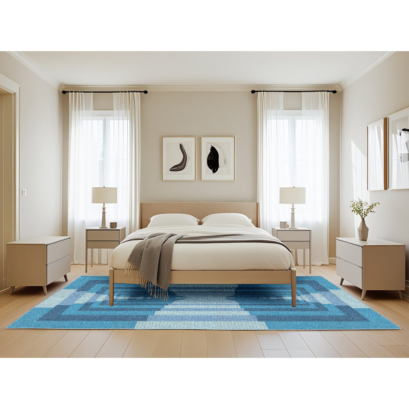 Tapis géométrique bleu, Rectangle 5 pi x 8 pi