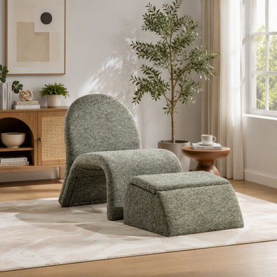 Fauteuil d'appoint avec repose-pieds Modern Chenille