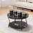 Round Coffee Table, 2 Tier Industrial Coffee Table for Living Room, Wood Thickened Tabletop and Metal Frame, 31.5inch-40527914