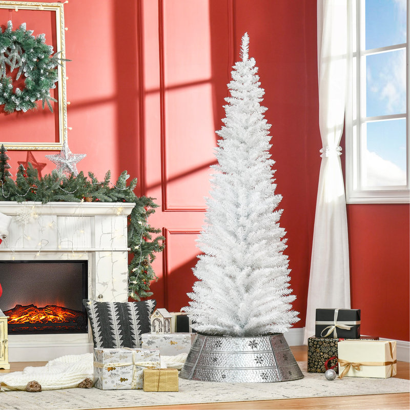 Arbre de Noël artificiel 6 pi avec arbre de Noël mince 6 pi avec 390 branches réalistes et support en plastique