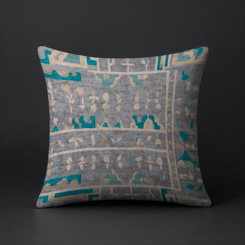 Coussin décoratif intérieur et extérieur Modern, Gris abstrait 9, Carré 16 po