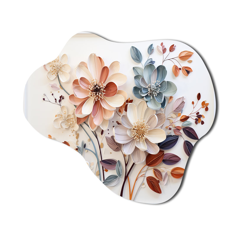 «White Botanical Collage - Botanicals», art mural en métal asymétrique, H 22 po x l 30 po