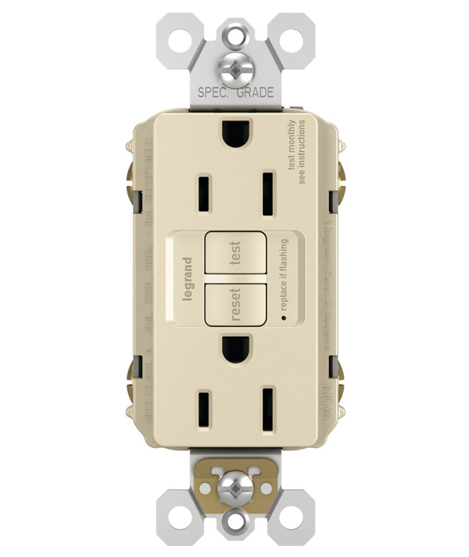 Radiant 15 Amp Self Test GFCI Outlet, Light Almond