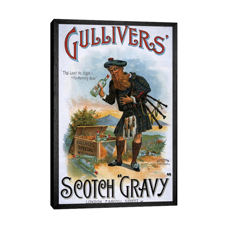 1899 Gulliver's Whisky - Print on Canvas, 66.04 cm H x 45.72 cm W, Black Framed
