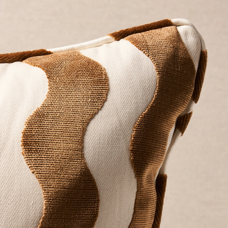 Schumacher x Miles Redd The Wave Pillow, Camel, 22" x 22"