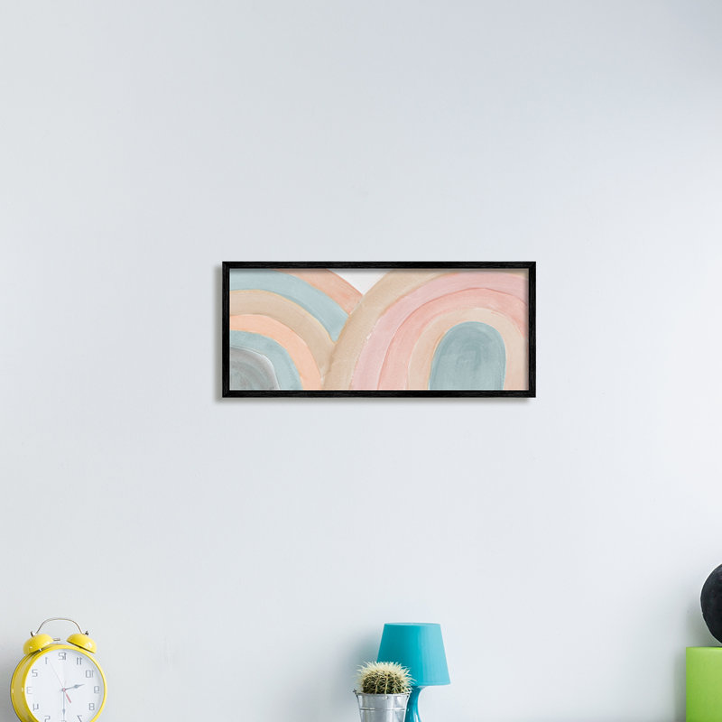 «Subtle Rainbow Arches Layered Blue Brown Red» par Emily Navas - Peinture, Giclée encadrée blanc bord de mer