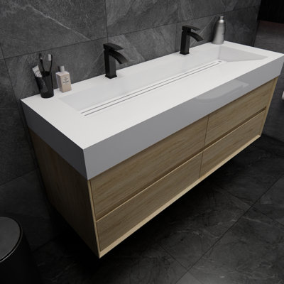 Albizu 59" Wall-Mounted Double Bathroom Vanity
