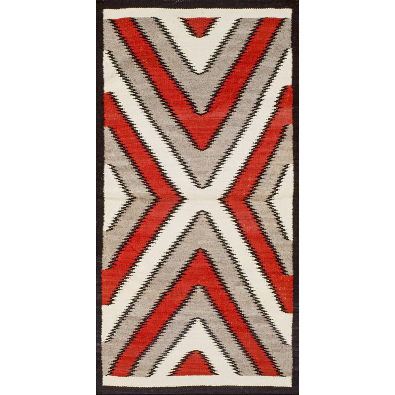 Bold Tribal Geometric Antique  Flatweave Native American Navajo Rug