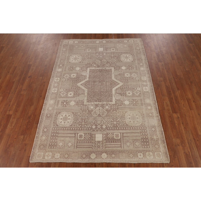 Tapis oriental géométrique en laine fait à la main 5 x 8 po