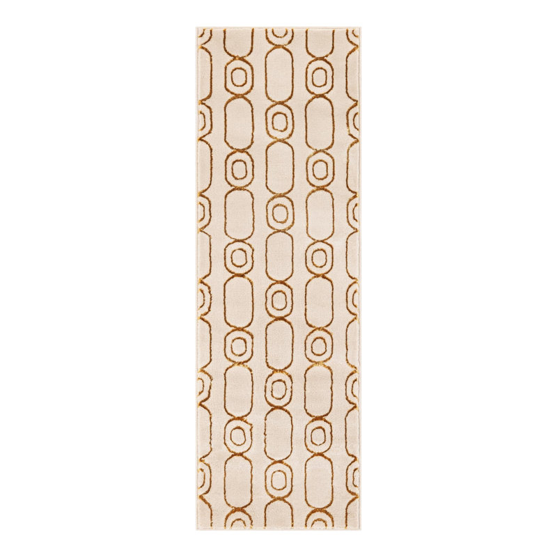 Latitude Run® Column Nikica Rug White and Gold, Runner 2' x 6'1"