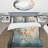 Orange Teal Maple Tree Glowing Embers II - Tree Maple Duvet Cover Set - Microfiber Polyester-1197473536