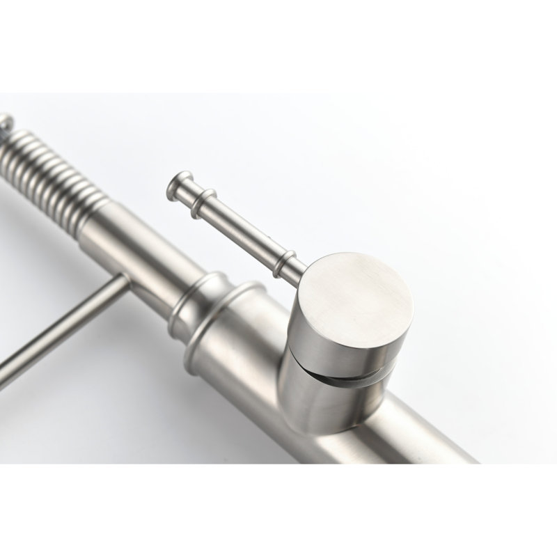 Robinets de cuisine avec douchette rétractable, acier inoxydable, nickel brossé, levier simple pour robinet de lavabo à contrôle précis, eau facile à tirer