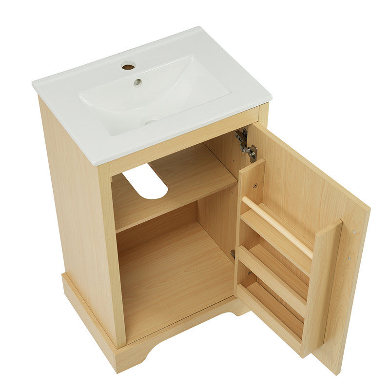 Armoire de salle de bain avec lavabo et porte à fermeture douce