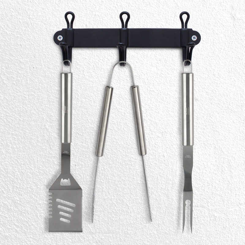 Cheer Collection Stainless Steel Non-Stick Dishwasher Safe Grilling Tool Set