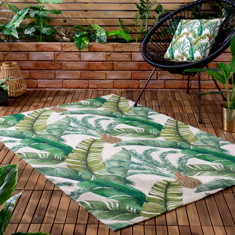 Rectangle 120 cm x 170 cm Floral Kilim Indoor / Outdoor Washable