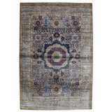 Hand Knotted Wool Area Rug in Silver And Brown