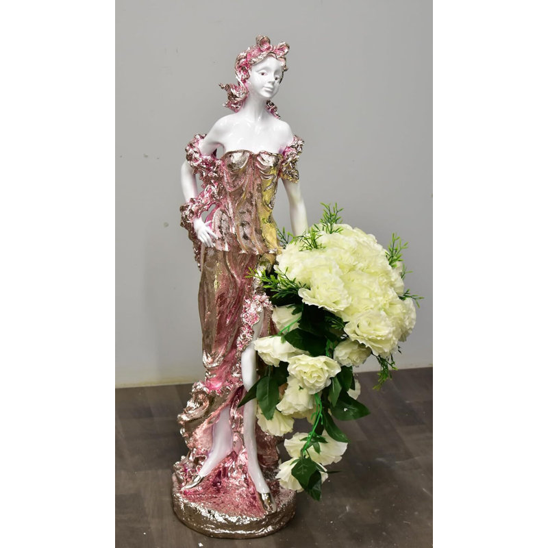 100Cm Drag Lady Queen Posing Sculpture Vase O098, Rose Gold