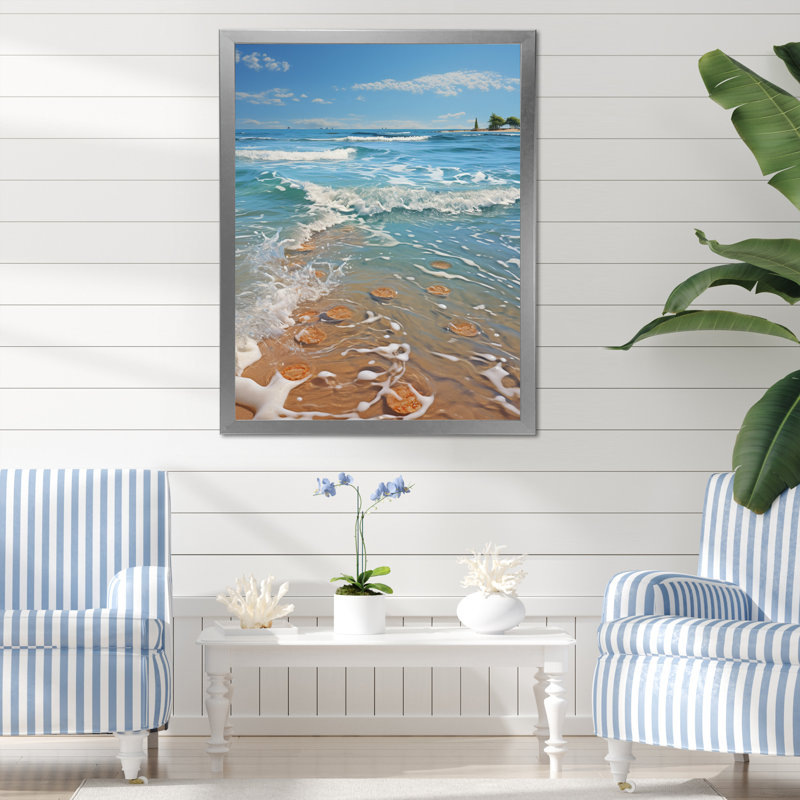 Coquillage Brose Turquoise Beach I, H 32 po x l 24 po x P 1 po, Cadre photo argenté