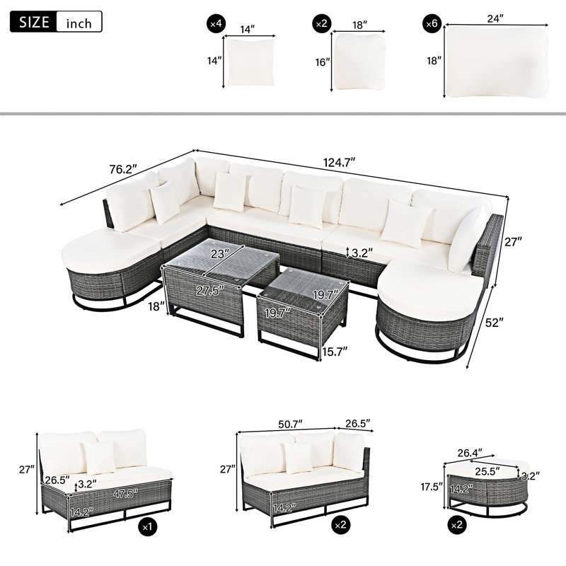 Ensemble de canapé modulaire 7 pièces, Beige