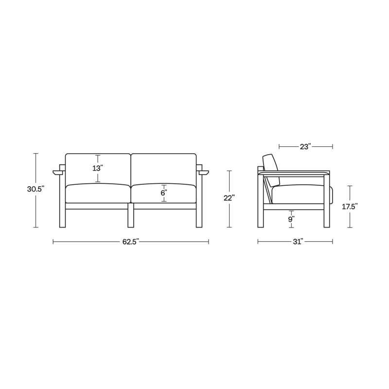 Haven Outdoor 2 - Seat, Sunbrella Ashe