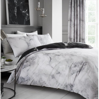 Cotton Blend Marble Duvet Cover Set with Pillowcases