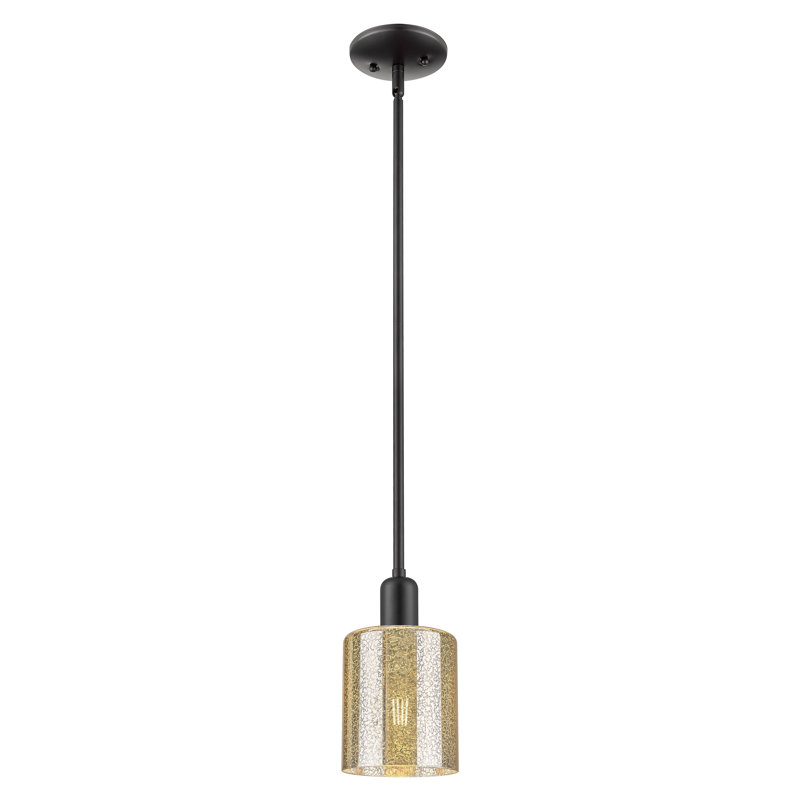 Arcadia - Cobbleskill - Mini-luminaire suspendu avec tige 5 po 1 lumière, Mercure, Noir mat