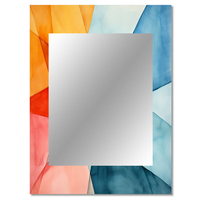 Pastel colors Contrasting geometric Composition I - Geometric Wall Mirror, Modern Decorative Mirror, Printed Metal Art