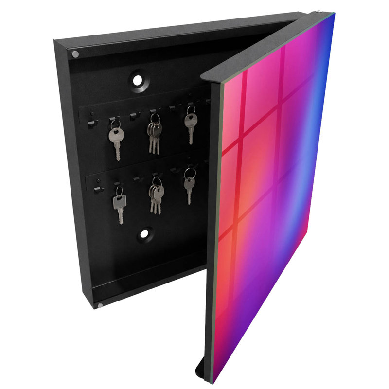 Key cabinet for home, Opens to the right, 30x30x5, Black, A mesmerizing mix of pink, purple and blue, 