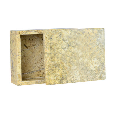 Decorative Marble Storage Box, Natural Fossil Color, 2x5 Inches, Rectangle Shape
