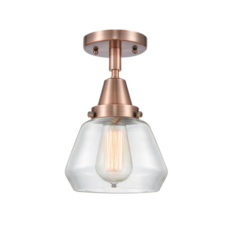 Kylisia Glass Semi Flush Mount, Clear, Antique Copper