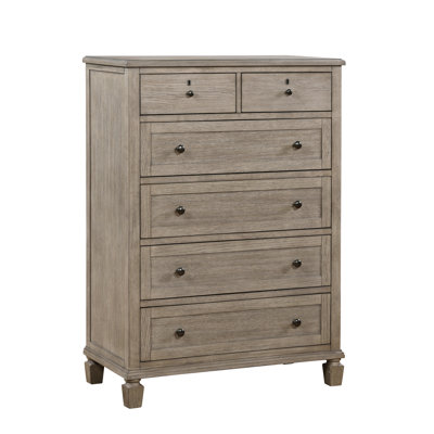Danar 5-Drawer Transitional Chest In Gray Oak