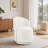 Upholstered Modern Beige Chenille Barrel Swivel Side Dining Chair-111969058