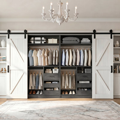 6-Drawer Shoe Cabinet With 72" Wide Closet & Dual Hanging Rods