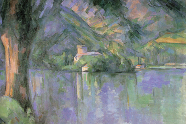 Reproduction d'art sur toile tendue, "Le Lac Annécy" par Paul Cezanne, H 24 po x l 36 po x P 0,75 po
