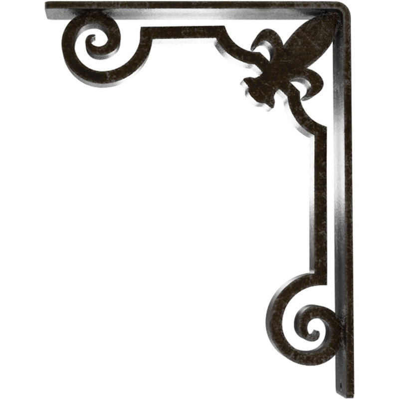 Support en fer forgé Fleur De Lis, Argenté antique chaleureux, H 10 po x l 2 po x P 7,5 po