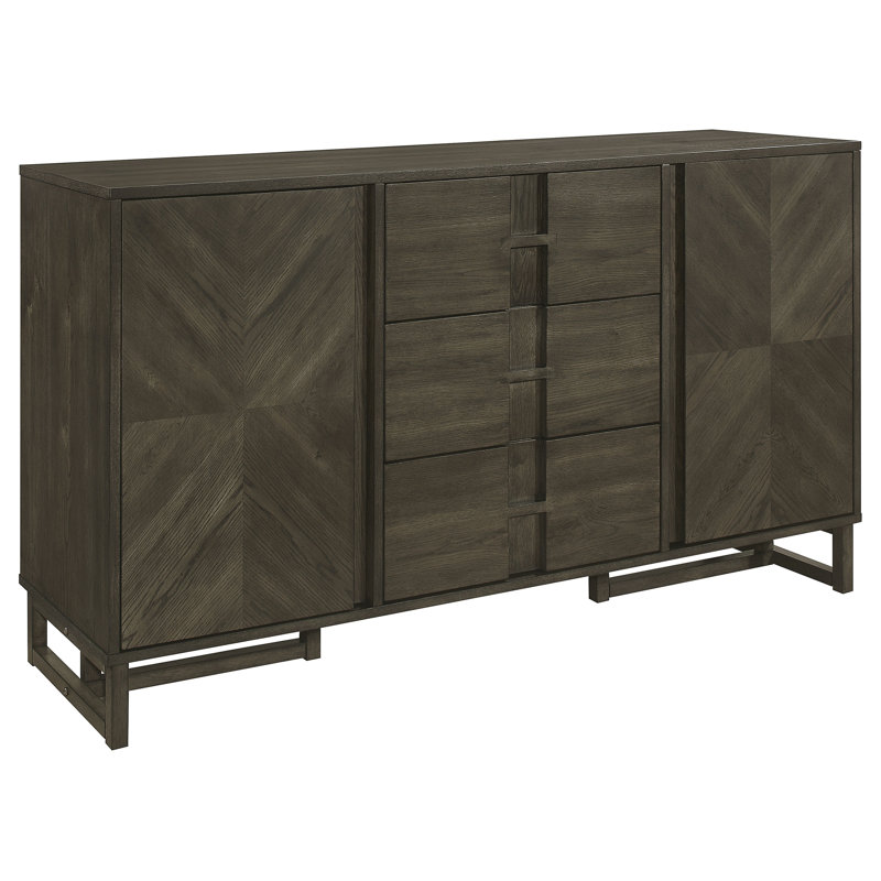 Arnetha 3-drawer Storage Dining Sideboard Buffet Dark Grey