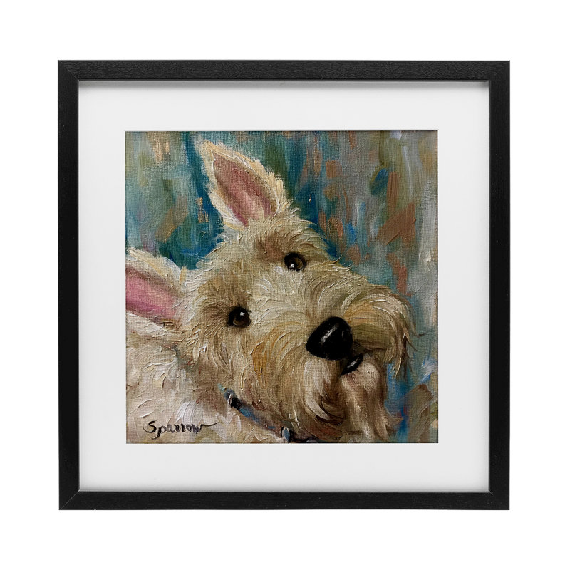 «Good as Gold Terrier», reproduction sous verre encadrée, par Mary Sparrow, H 13 po x l 13 po, Cadre noir minuit