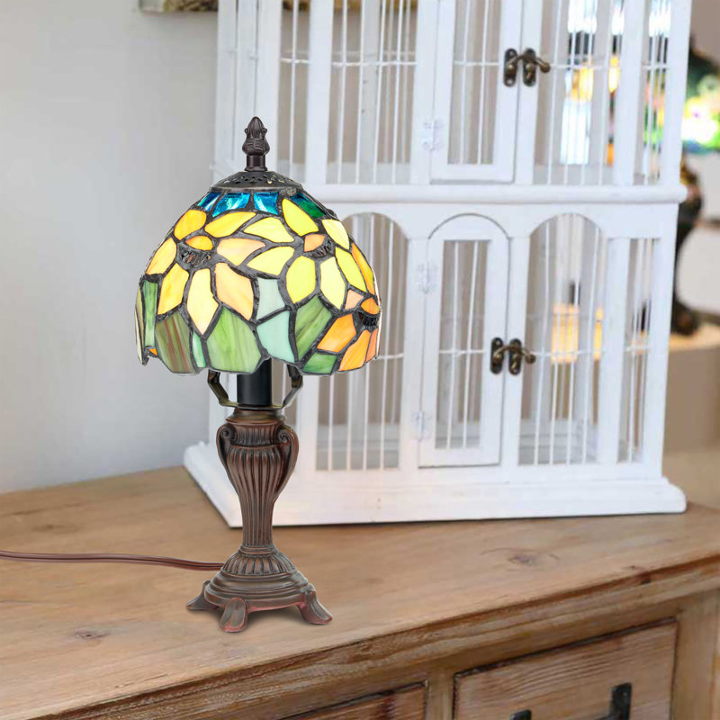 Crary 12"H Yellow Sunflower Stained Glass Accent Lamp