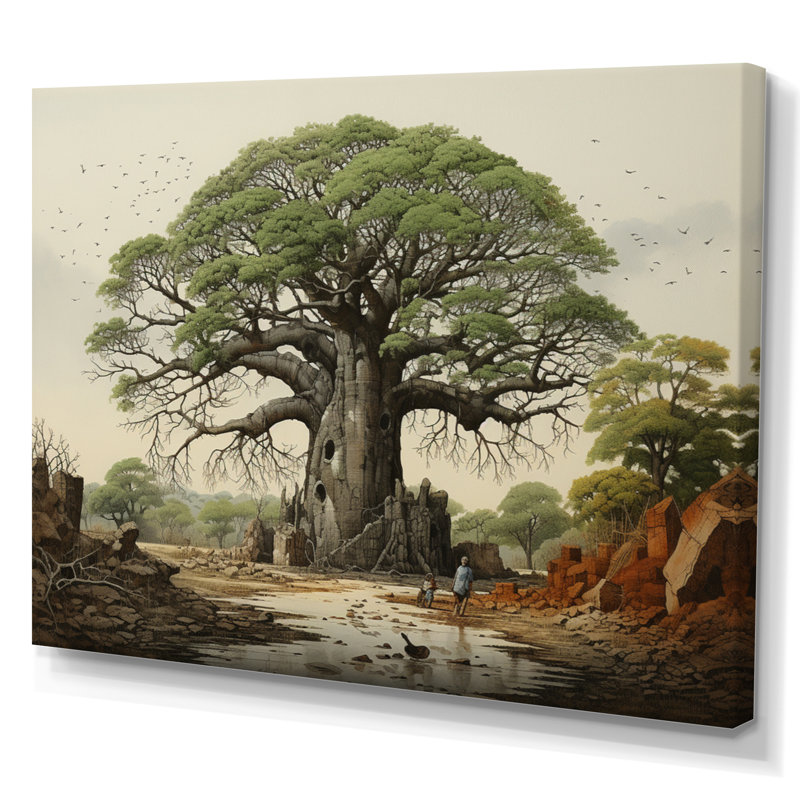 Baobab les gardiens II - impression, H 24 po x l 32 po x P 1 po, Toile tendue