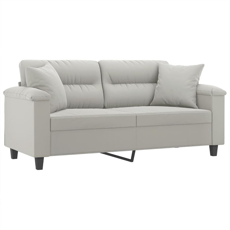 Maeola Upholstered 78'' Sofa, Light Gray Microfiber/Microsuede, 31.5" H x 66.9" W x 30.3" D