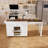 74.8" Kitchen Island with Extendable Dining Table & Power Outlet - Rolling Storage Cart on Wheels with 3 Drawers & 2 Door Cabinet for Dining Room, White