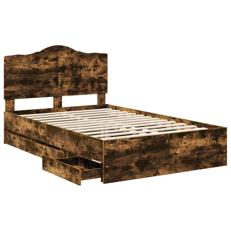Bed, Small Double (4'), Smoked Oak