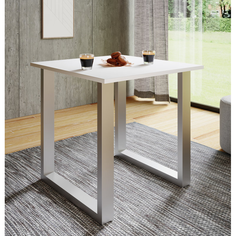 Alexious Metal Base Dining Table, White, Browning, 76cm H x 80cm W x 50cm D