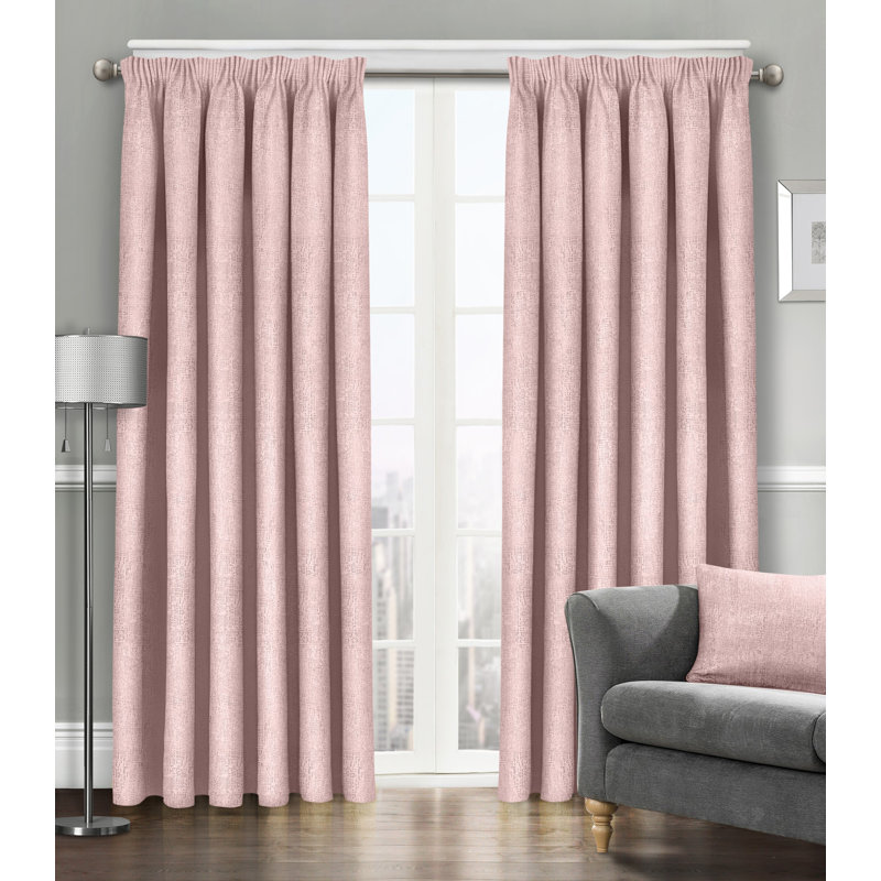 Faliha Curtain, 46cm Width x 54cm Drop, Blush Pink