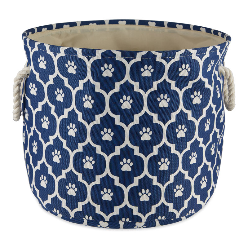 Panier en tissu Lattice Paw, H 15 po x l 18 po x P 18 po, Bleu nautique
