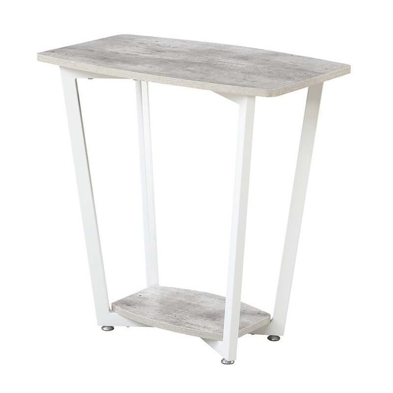 Table de bout avec rangement Asyra, Gris / Blanc