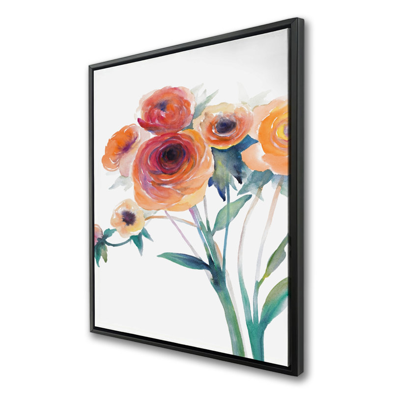 Aquarelle de fleurs - Toile encadrée pour décor de salon