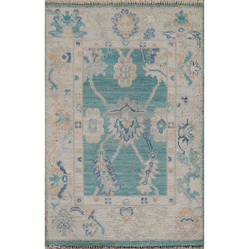 Tapis vert en laine noué à la main de conception unique nouvel âge 2 pi x 3 pi 0 po Shylar