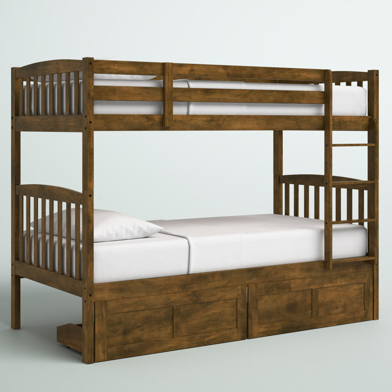 Thomson Bunk Bed, Mattresses Not Included, Rustic Brown, Twin Over Twin