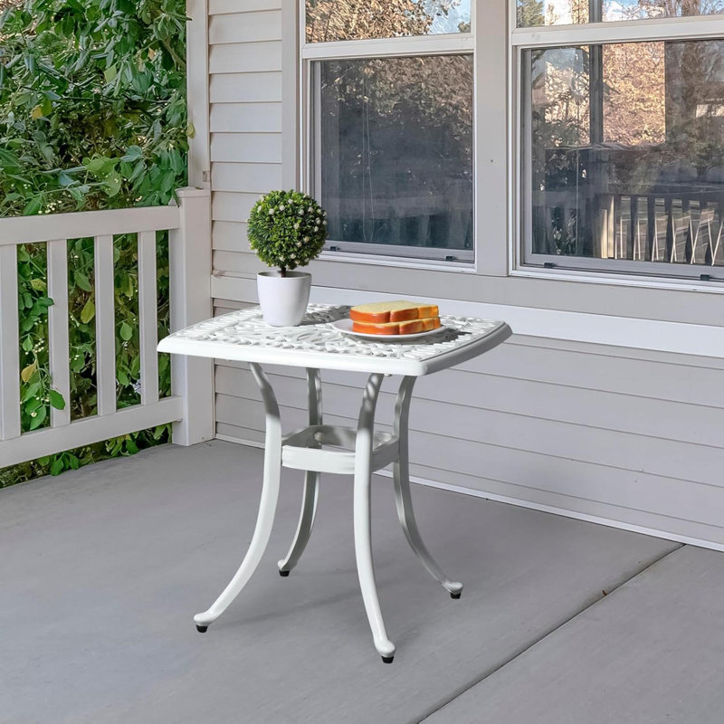 Table d'appoint extérieure en fonte d'aluminium , Blanc